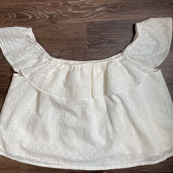 Express Off Shoulder White Eyelet Lace Top L - Picture 3 of 4